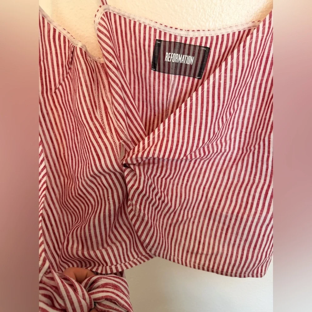 NWOT Reformation Linen Wrap Top Small - Picture 4 of 6